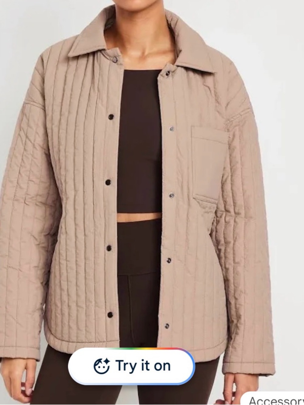 Old Navy Quilted Shacket in Taupe